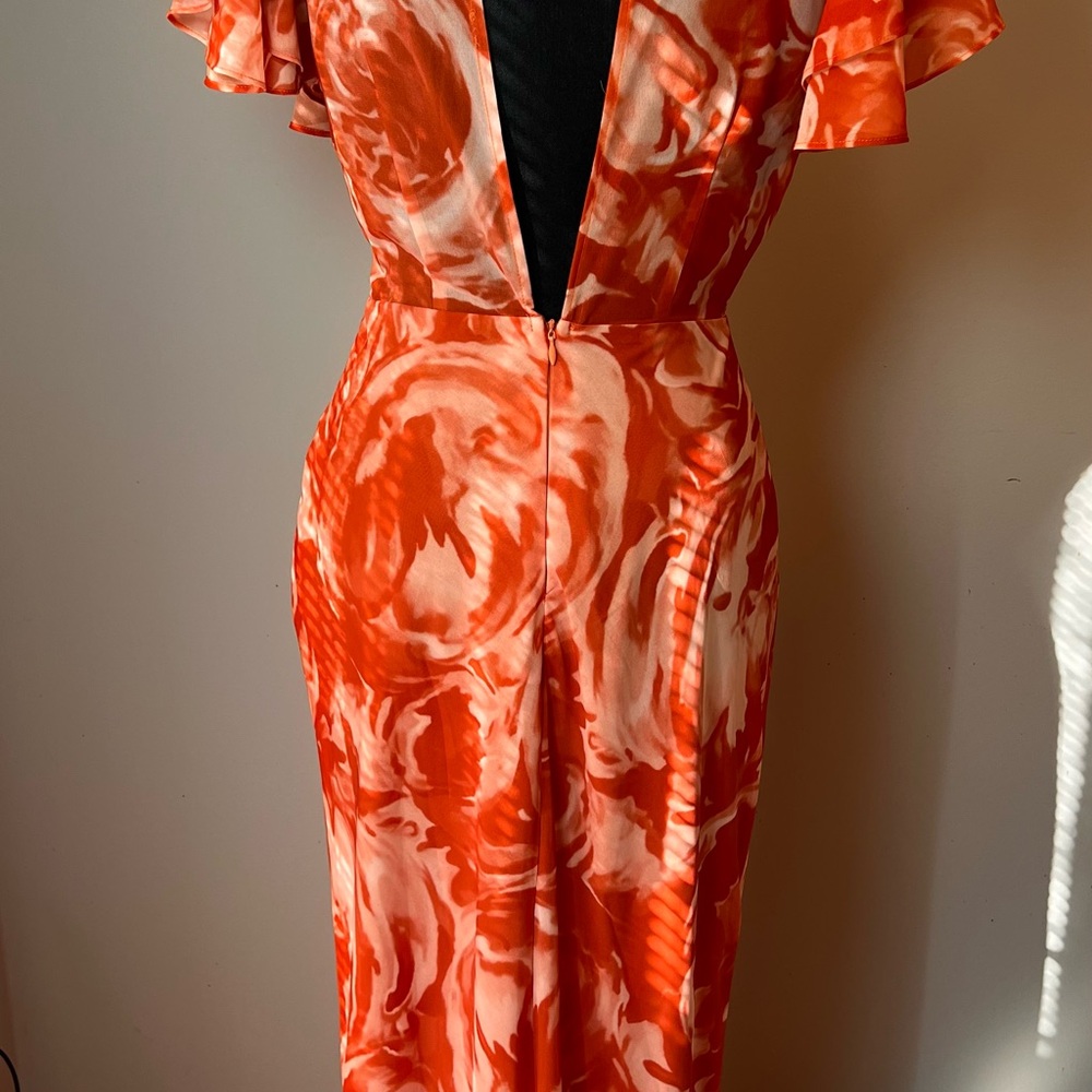 Here Comes The Sun Ruffle Sleeve Maxi Dress Floral Orange - Picture 6 of 7
